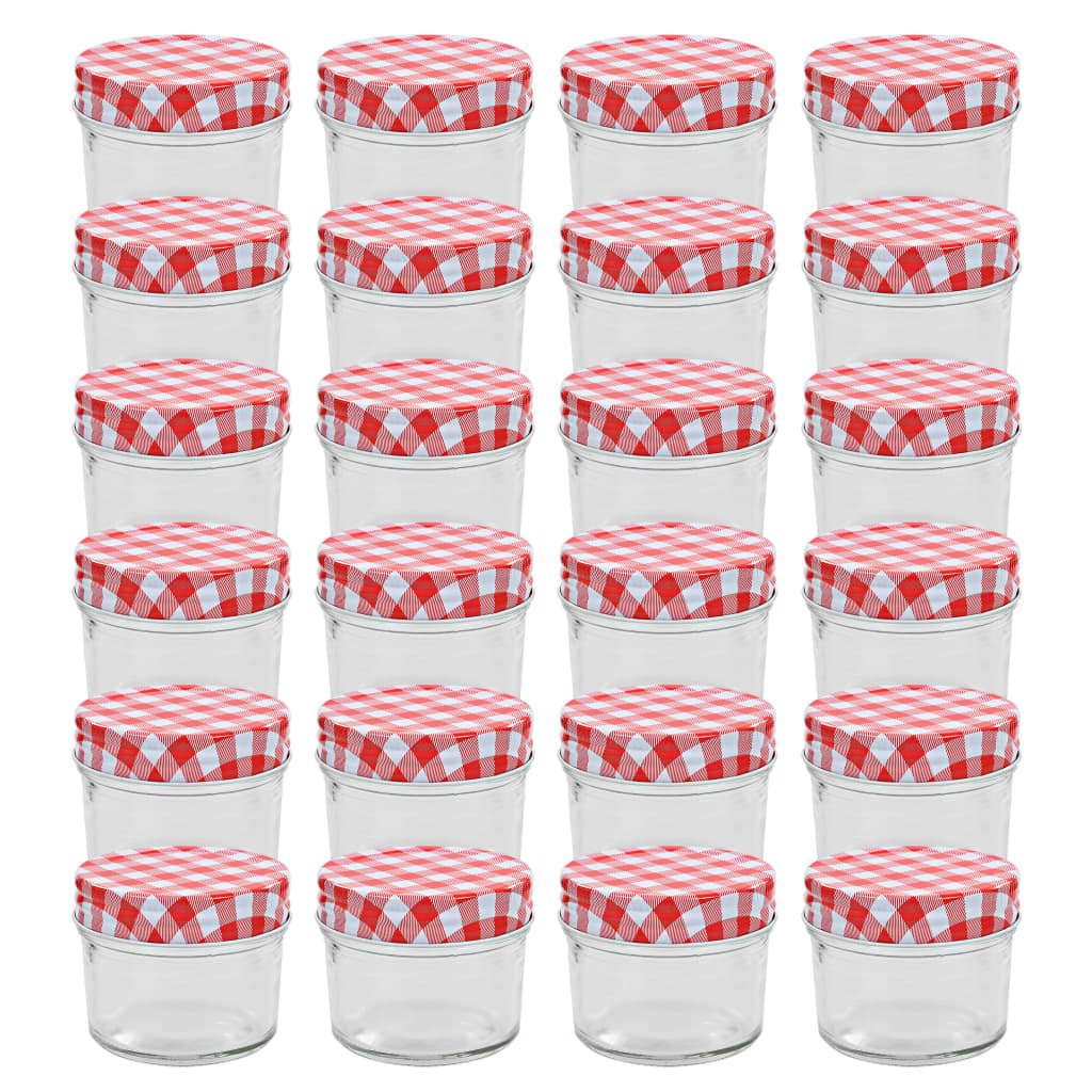 Vidaxl -Marmeladengläser mit roten Deckeln 24 St 110 ml Glas