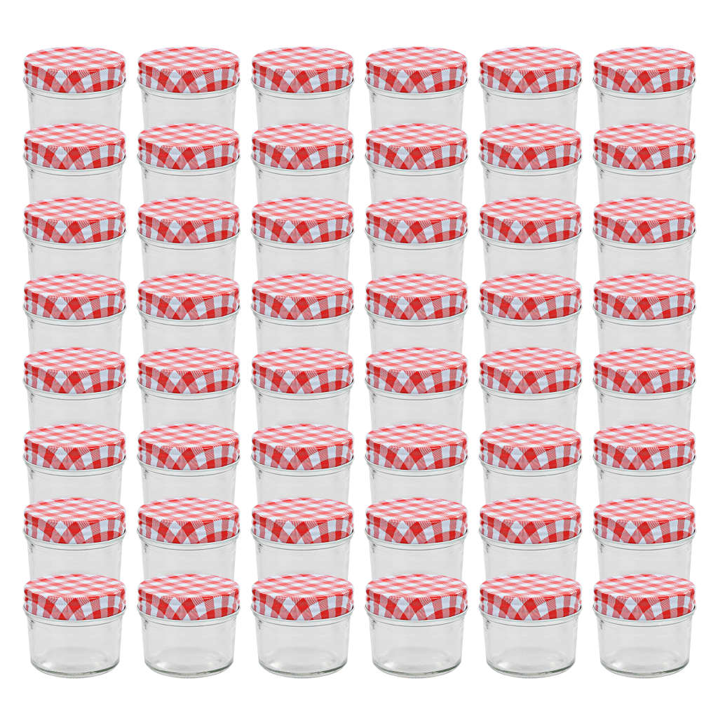 Vidaxl -Marmeladengläser mit roten Deckeln 48 ST 110 ml Glas