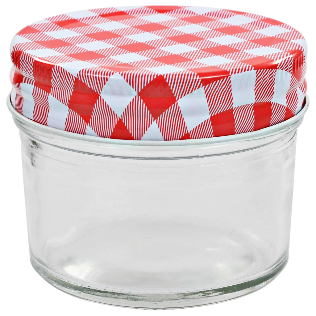 Vidaxl -Marmeladengläser mit roten Deckeln 48 ST 110 ml Glas