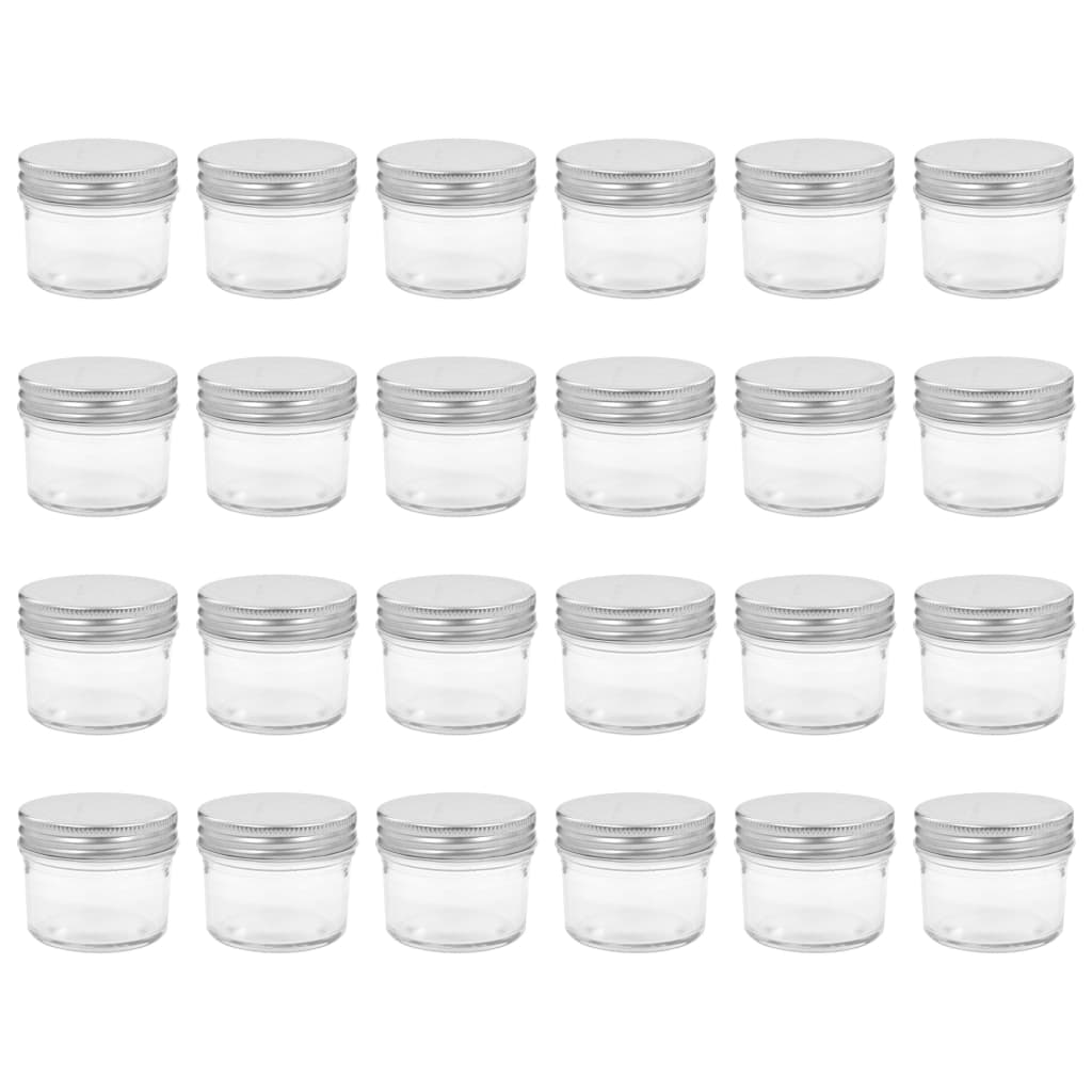 Vidaxl -Marmeladengläser mit silberfarbenen Deckel 24 St 110 ml Glas