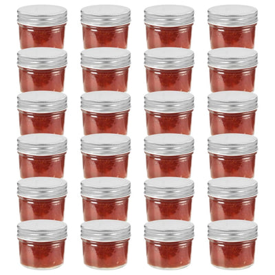 Vidaxl -Marmeladengläser mit silberfarbenen Deckel 24 St 110 ml Glas