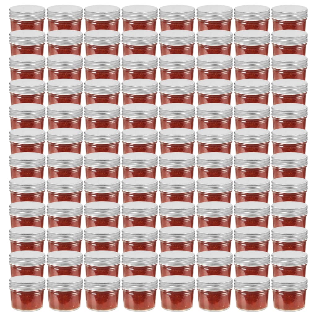 Vidaxxl Marmeladengläser mit silberfarbenem Deckel 96 Stück 110 ml Glas