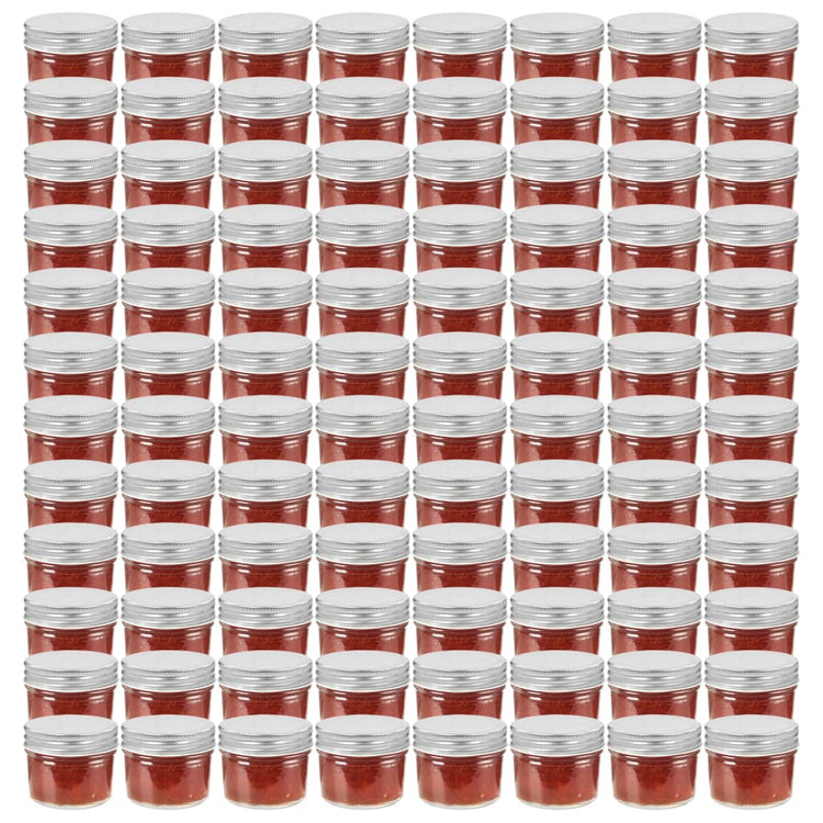 Vidaxxl Marmeladengläser mit silberfarbenem Deckel 96 Stück 110 ml Glas