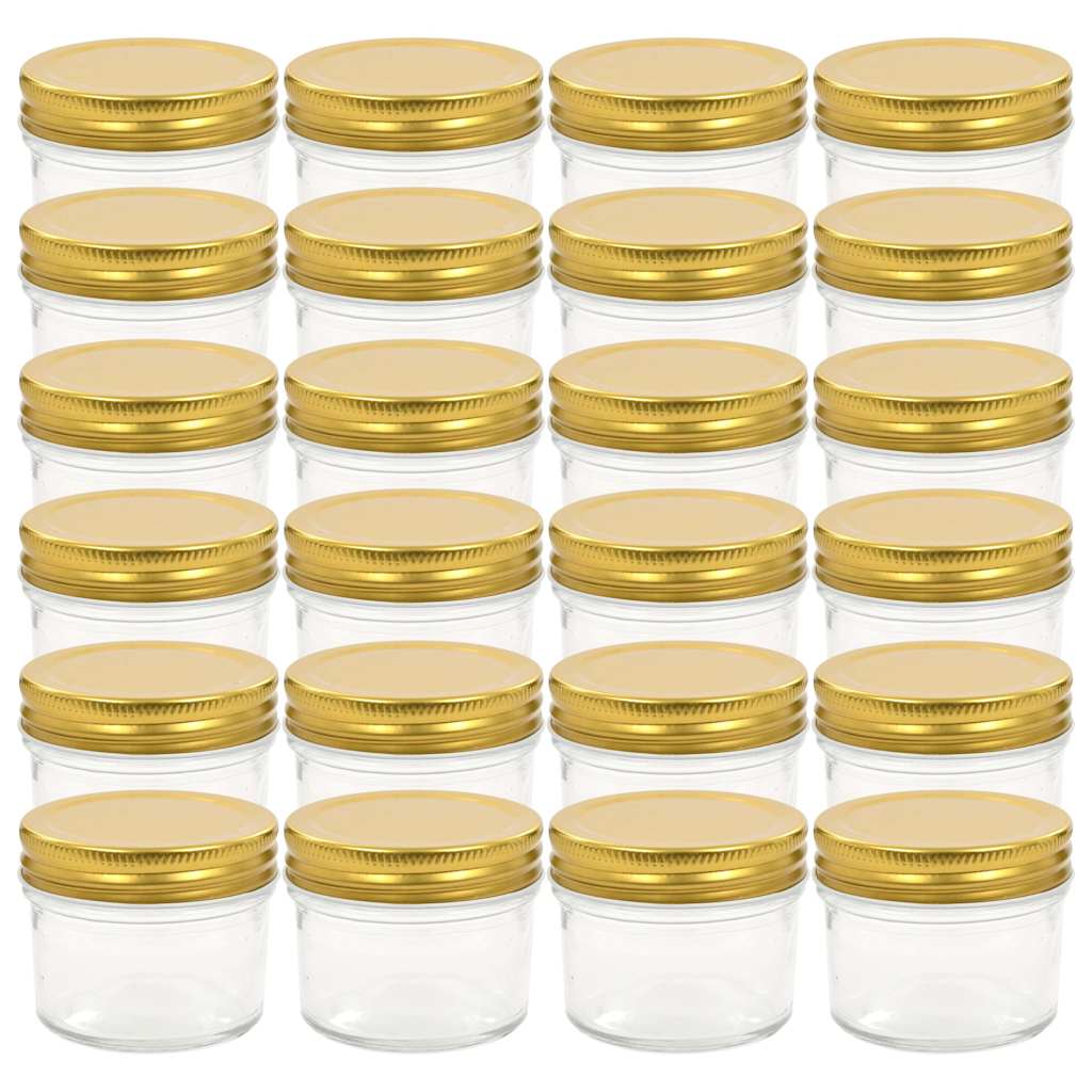 Vidaxl -Marmeladengläser mit goldfarbenen Deckeln 24 St 110 ml Glas