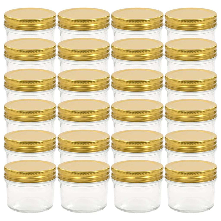 Vidaxl -Marmeladengläser mit goldfarbenen Deckeln 24 St 110 ml Glas