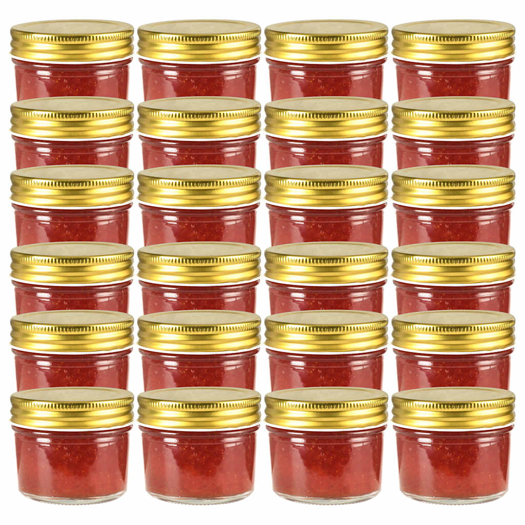 Vidaxl -Marmeladengläser mit goldfarbenen Deckeln 24 St 110 ml Glas