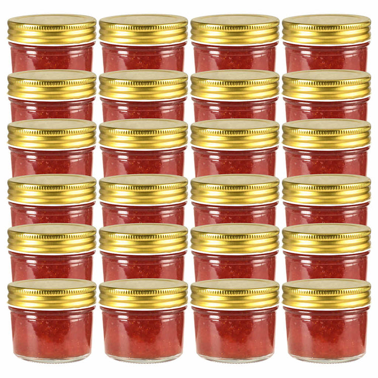 Vidaxl -Marmeladengläser mit goldfarbenen Deckeln 24 St 110 ml Glas