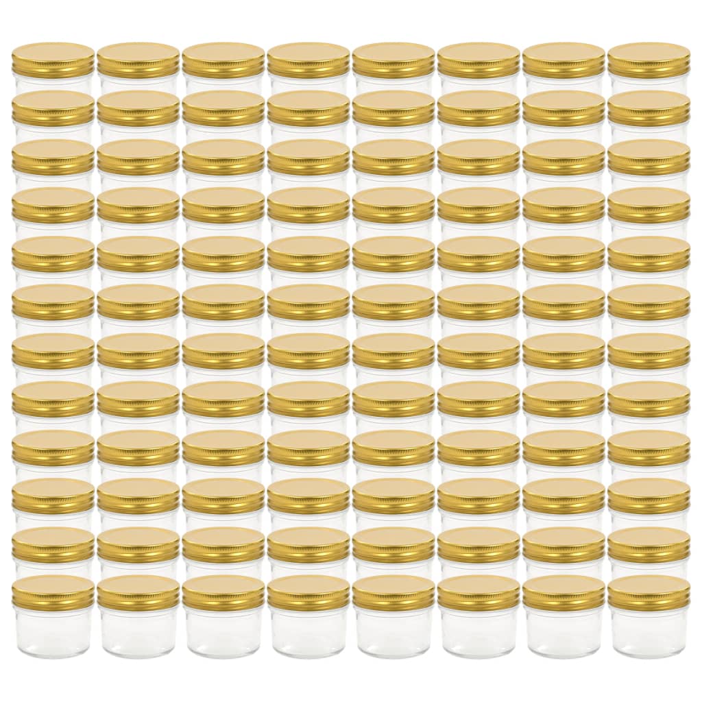 Vidaxxl Marmeladengläser mit goldfarbenem Deckel 96 Stück 110 ml Glas