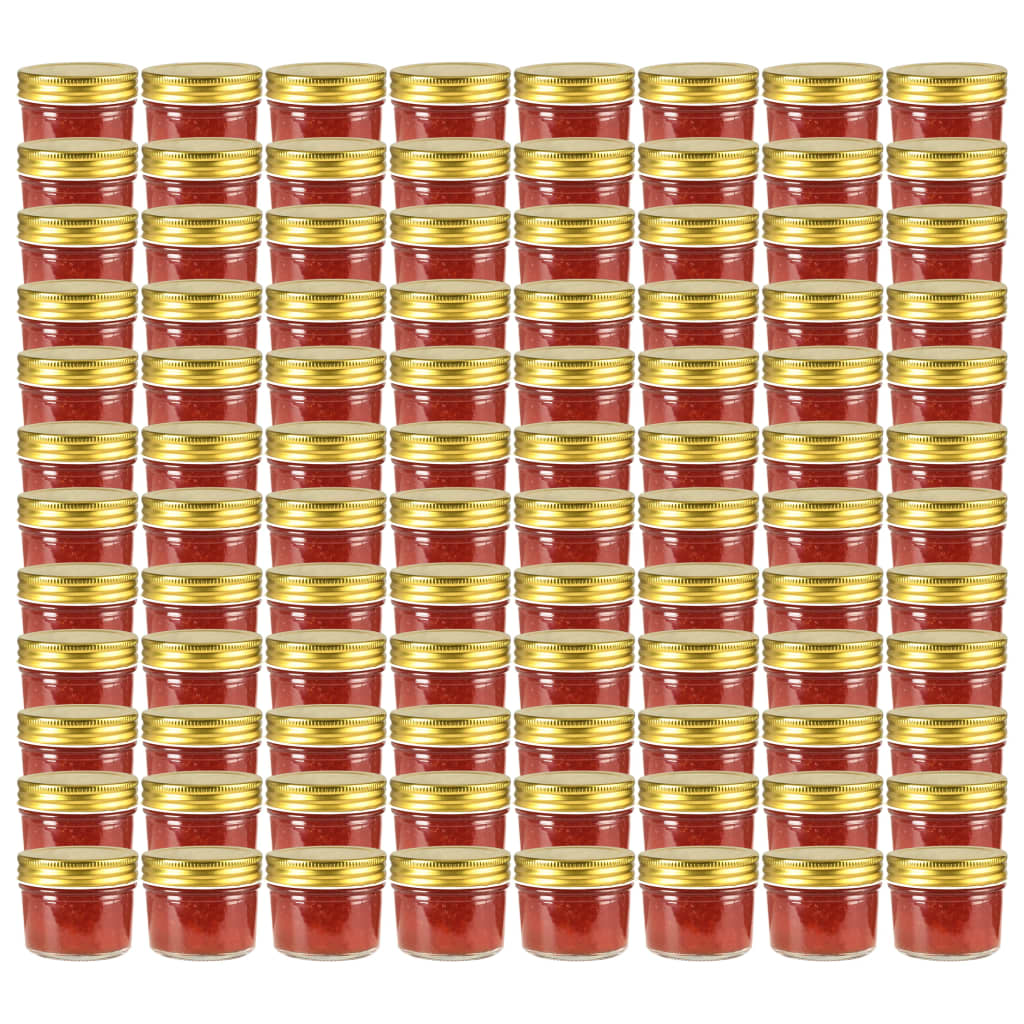 Vidaxxl Marmeladengläser mit goldfarbenem Deckel 96 Stück 110 ml Glas