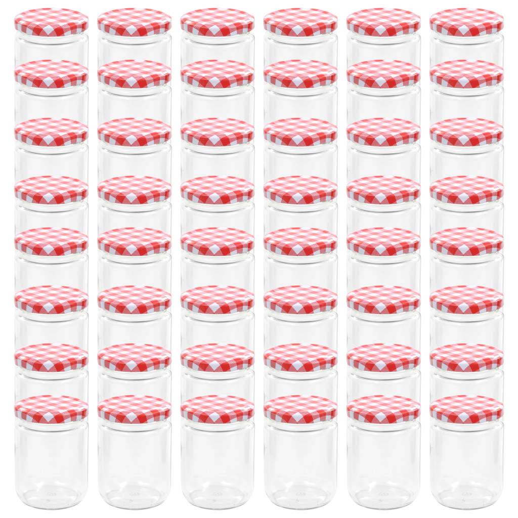 Vidaxl -Marmeladengläser mit roten Deckeln 48 Stcs 230 ml Glas