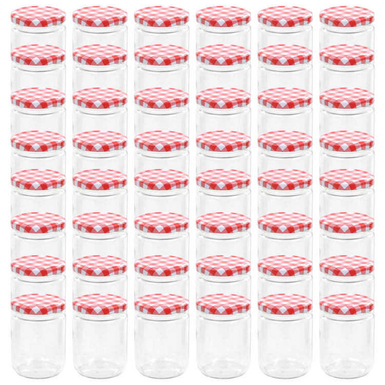 Vidaxl -Marmeladengläser mit roten Deckeln 48 Stcs 230 ml Glas