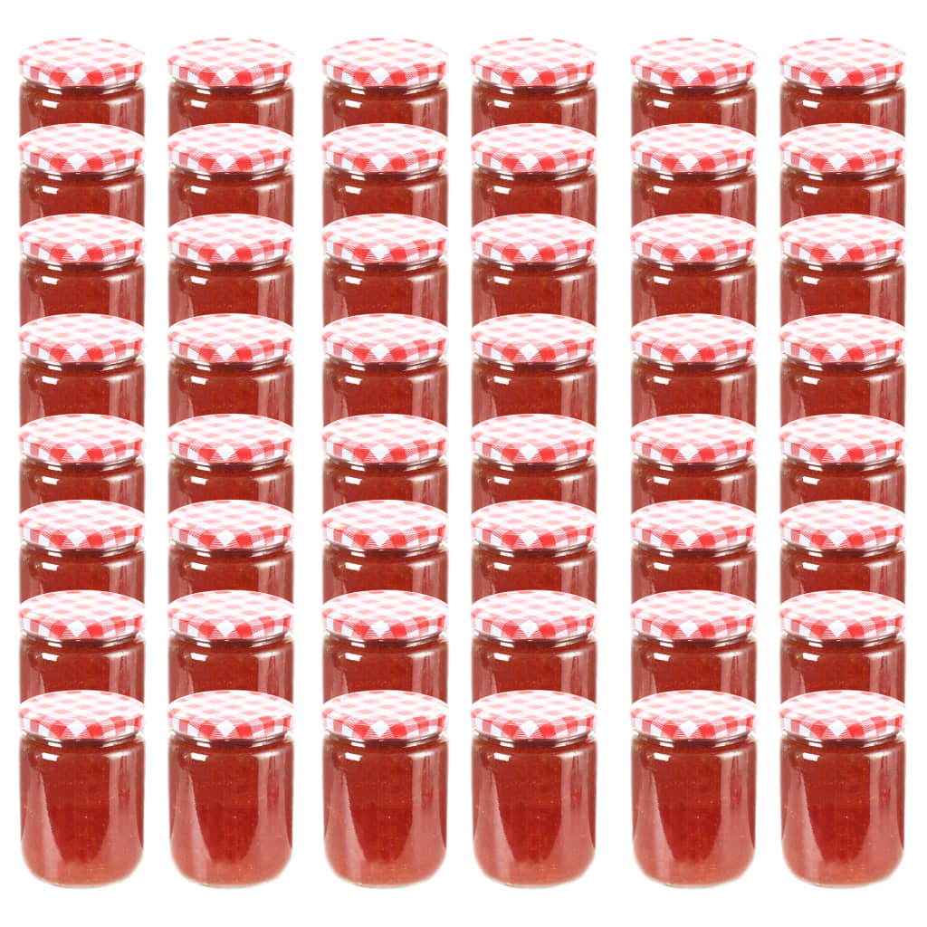 Vidaxl -Marmeladengläser mit roten Deckeln 48 Stcs 230 ml Glas