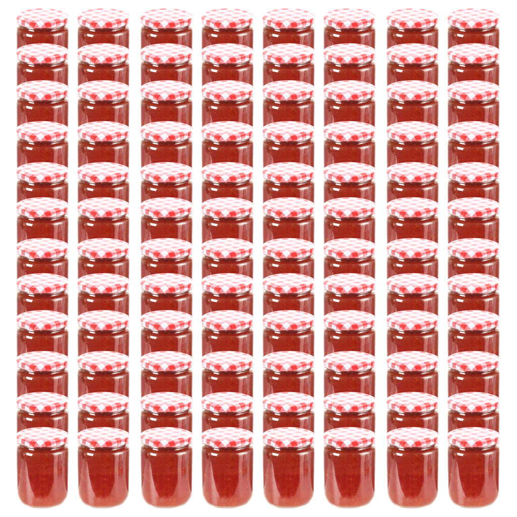 Vidaxl -Marmeladengläser mit roten Deckeln 96 ST 230 ml Glas