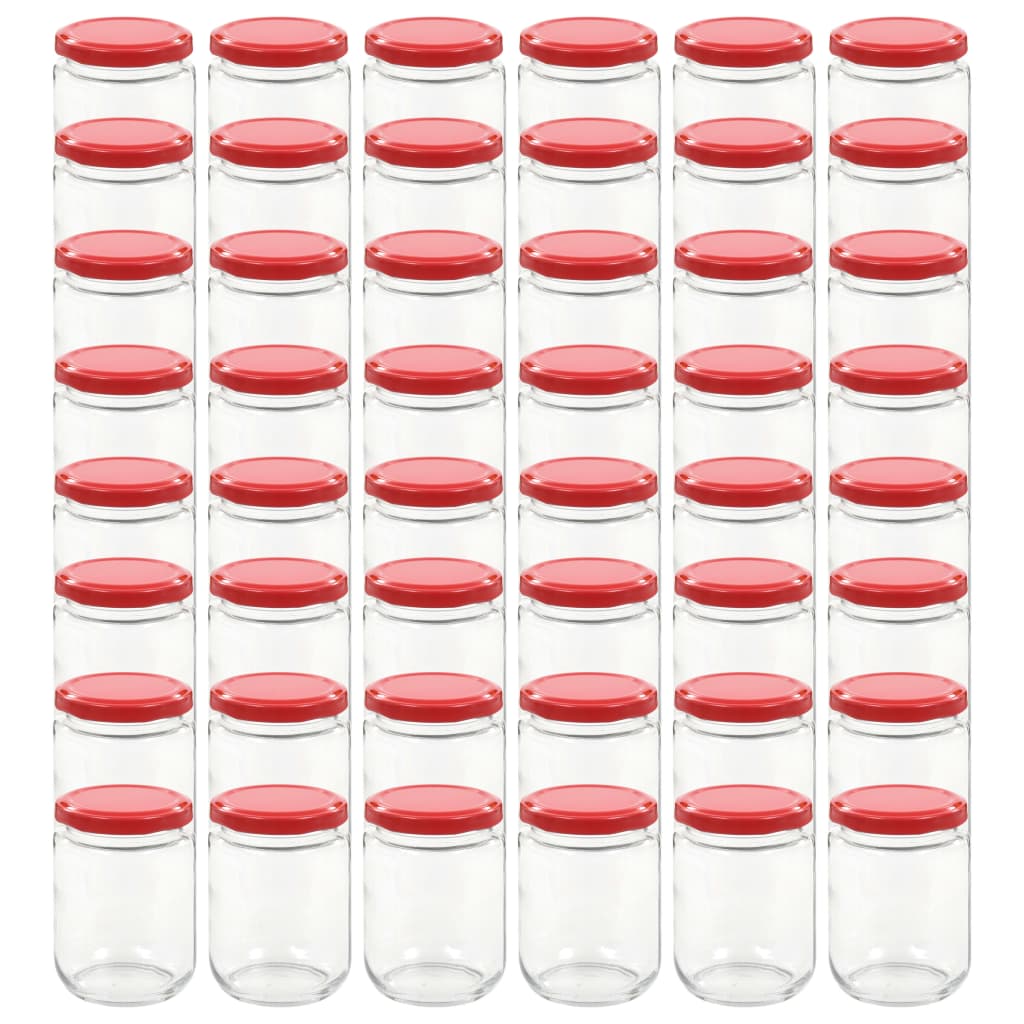 Vidaxl -Marmeladengläser mit roten Deckeln 48 Stcs 230 ml Glas