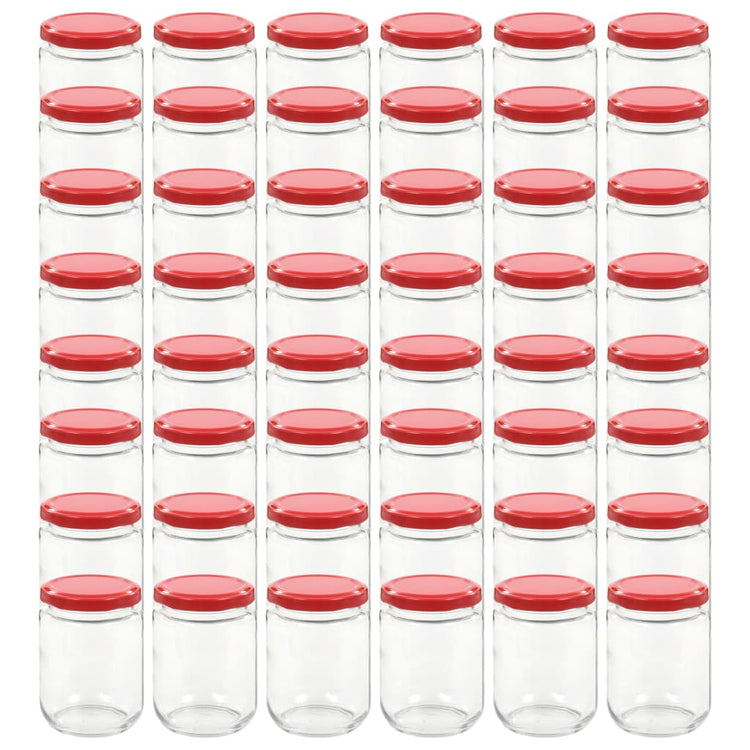 Vidaxl -Marmeladengläser mit roten Deckeln 48 Stcs 230 ml Glas