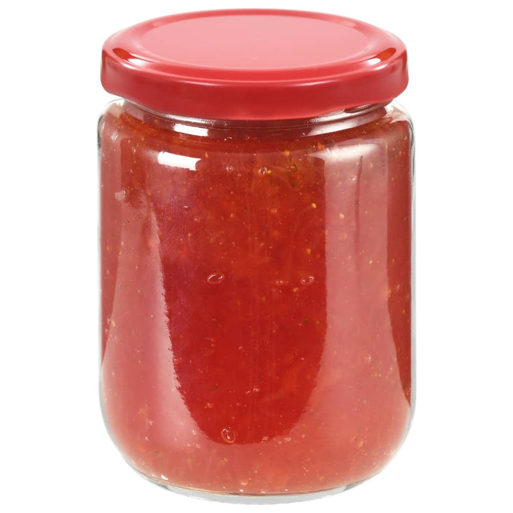 Vidaxl -Marmeladengläser mit roten Deckeln 48 Stcs 230 ml Glas