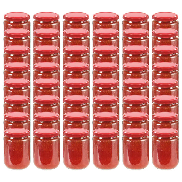 Vidaxl -Marmeladengläser mit roten Deckeln 48 Stcs 230 ml Glas