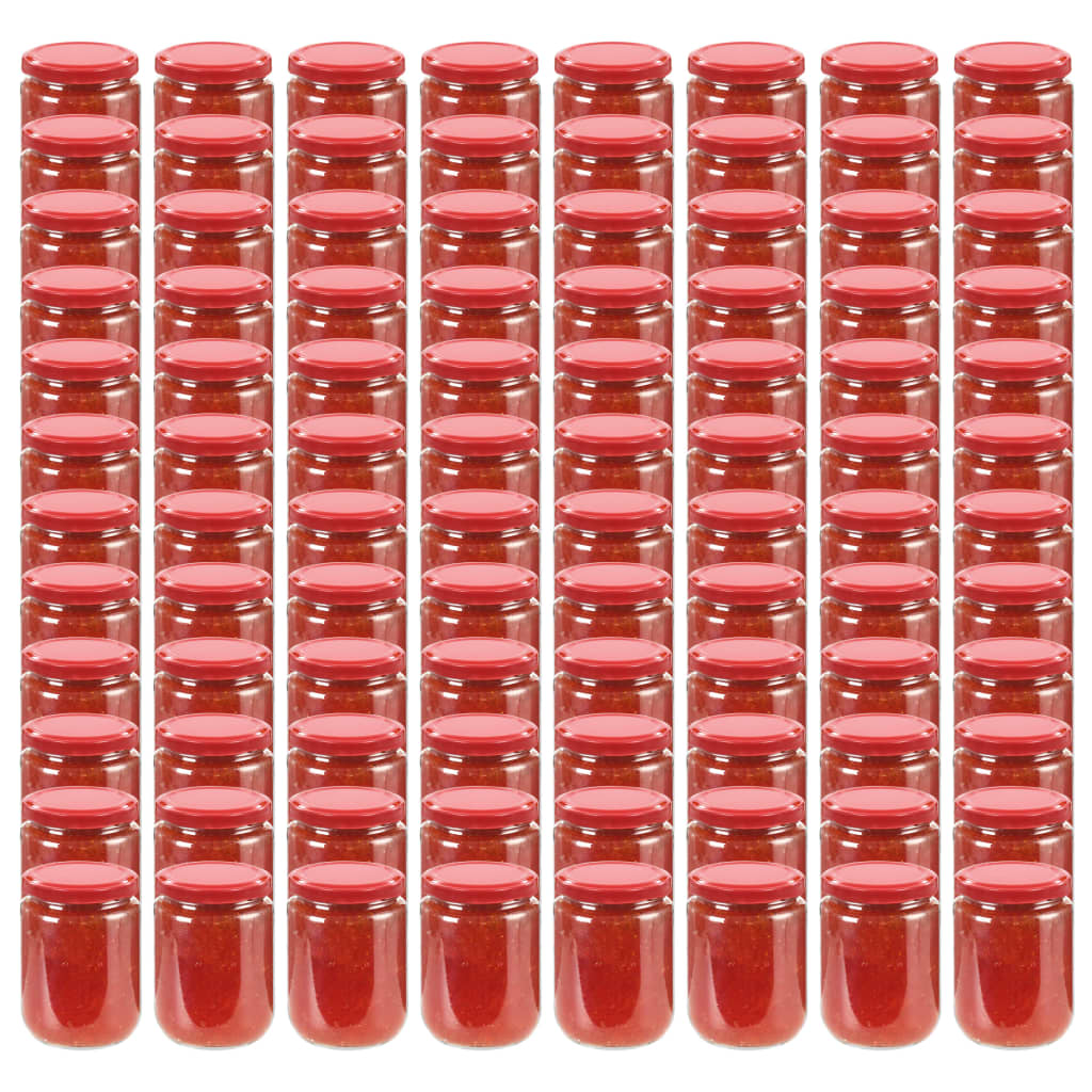 Vidaxl -Marmeladengläser mit roten Deckeln 96 ST 230 ml Glas