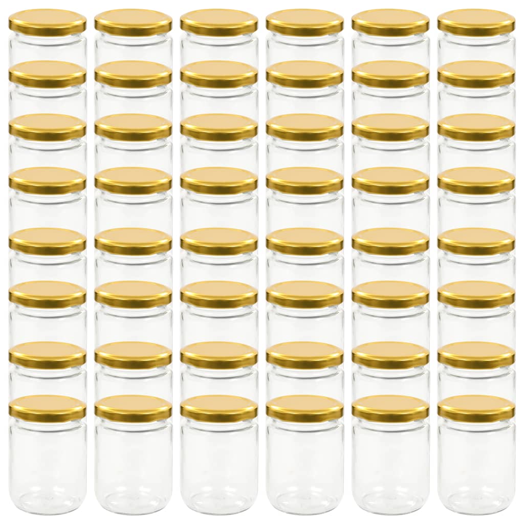 Vidaxl -Marmeladengläser mit goldgeläuteten Deckeln 48 Stcs 230 ml Glas