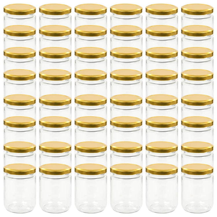 Vidaxl -Marmeladengläser mit goldgeläuteten Deckeln 48 Stcs 230 ml Glas