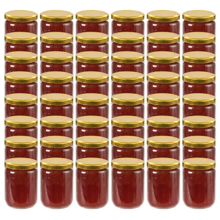 Vidaxl -Marmeladengläser mit goldgeläuteten Deckeln 48 Stcs 230 ml Glas