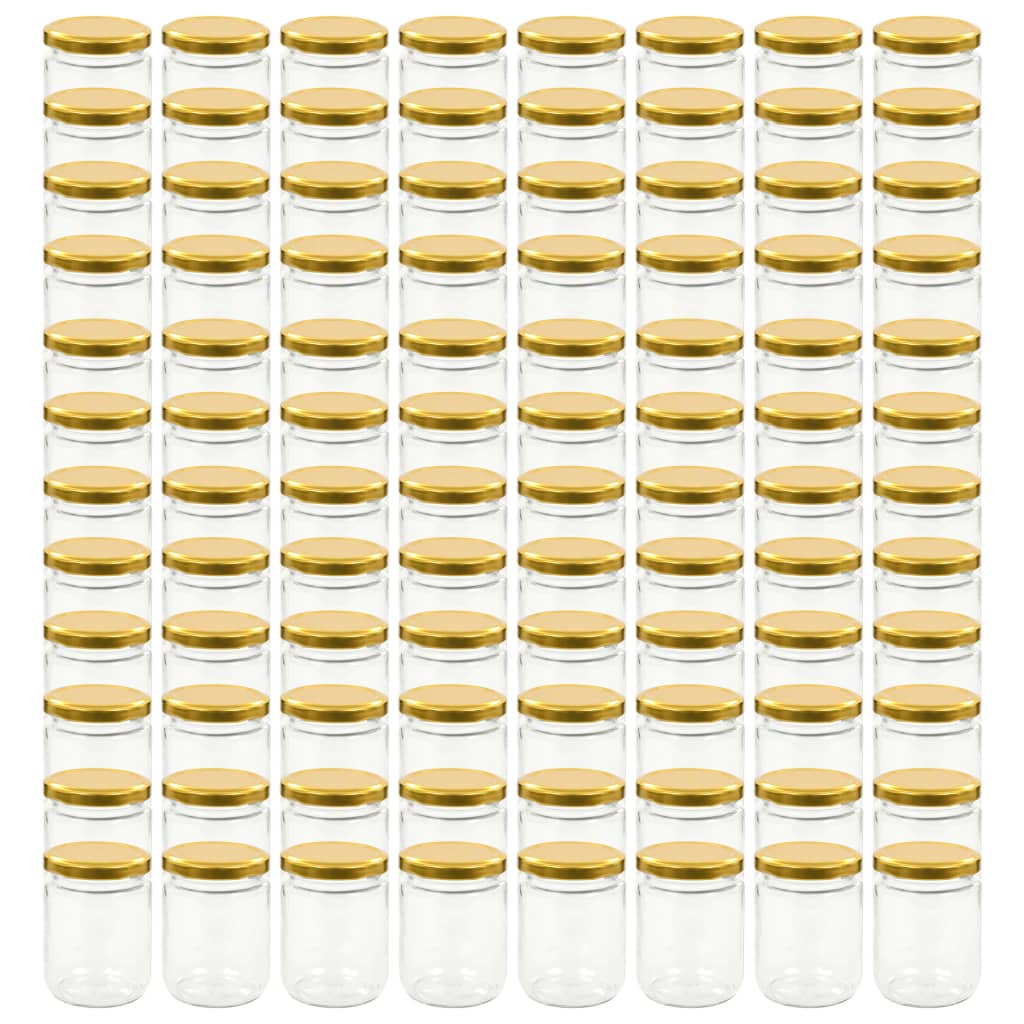 Vidaxl -Marmeladengläser mit goldfarbenen Deckeln 96 ST 230 ml Glas