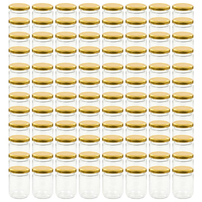 Vidaxl -Marmeladengläser mit goldfarbenen Deckeln 96 ST 230 ml Glas