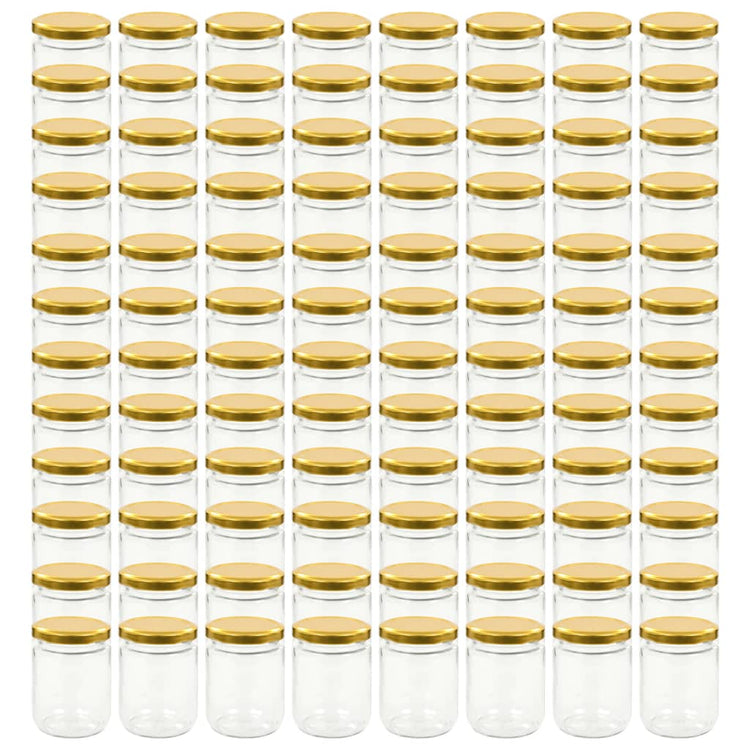 Vidaxl -Marmeladengläser mit goldfarbenen Deckeln 96 ST 230 ml Glas