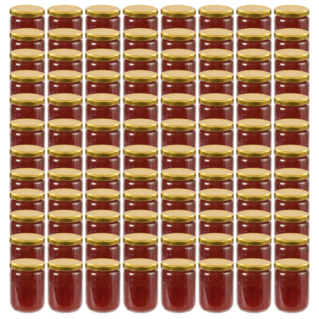 Vidaxl -Marmeladengläser mit goldfarbenen Deckeln 96 ST 230 ml Glas