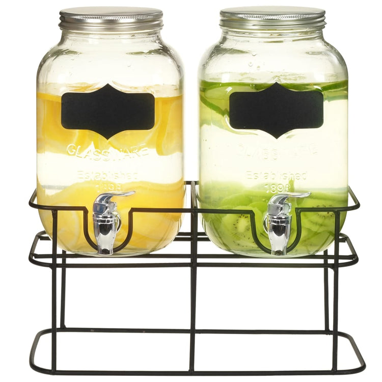 Vidaxl -Getränkespender 2 ST mit Standard 2 x 4 l Glas