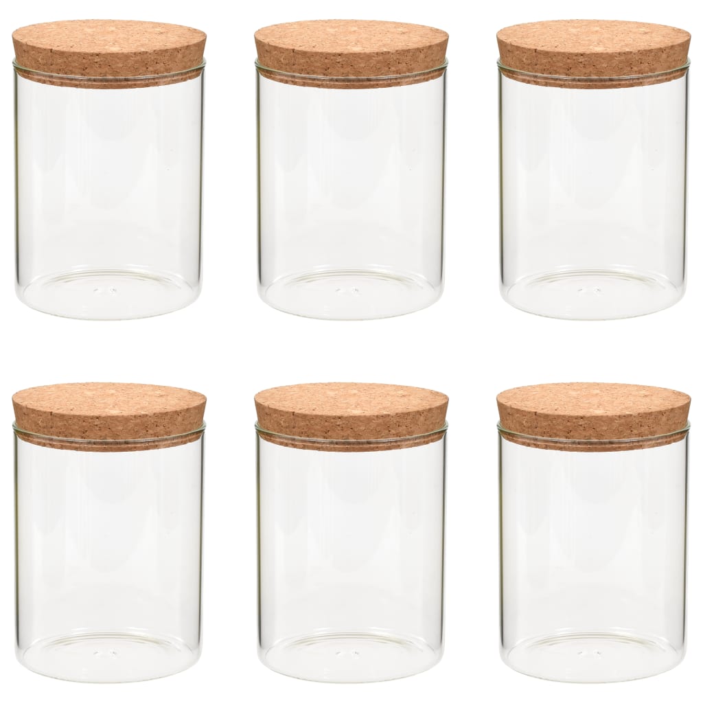 Vidaxl -Aufbewahrungstöpfe mit Korkdeckel 6 ST 650 ml Glas