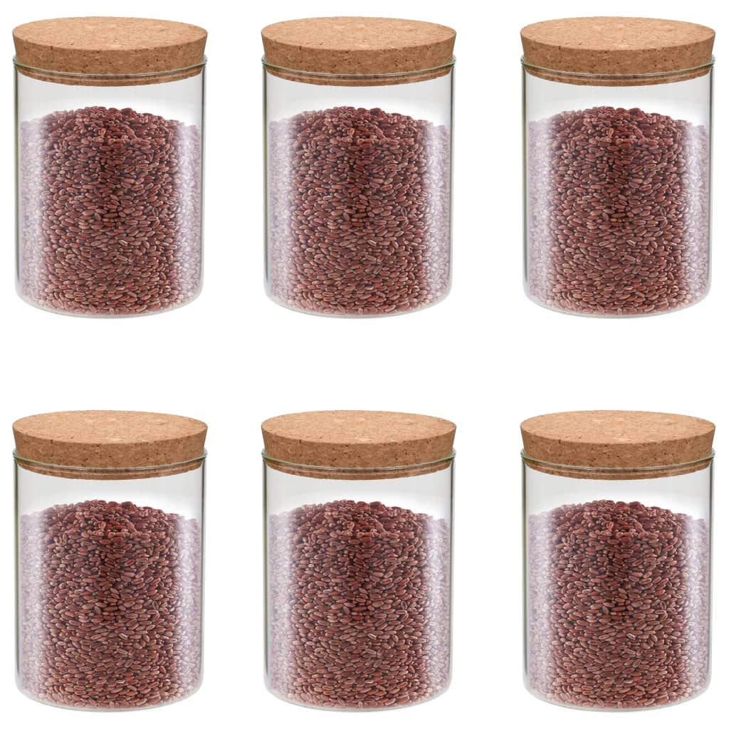 Vidaxl -Aufbewahrungstöpfe mit Korkdeckel 6 ST 650 ml Glas
