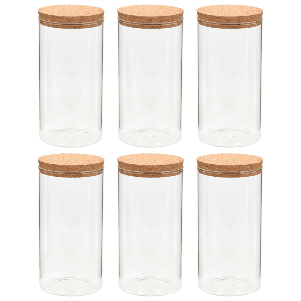 Vidaxl -Aufbewahrungstöpfe mit Korkdeckel 6 ST 1100 ml Glas