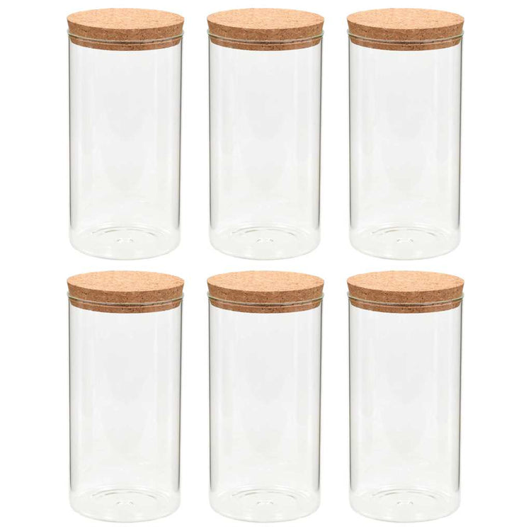 Vidaxl -Aufbewahrungstöpfe mit Korkdeckel 6 ST 1100 ml Glas