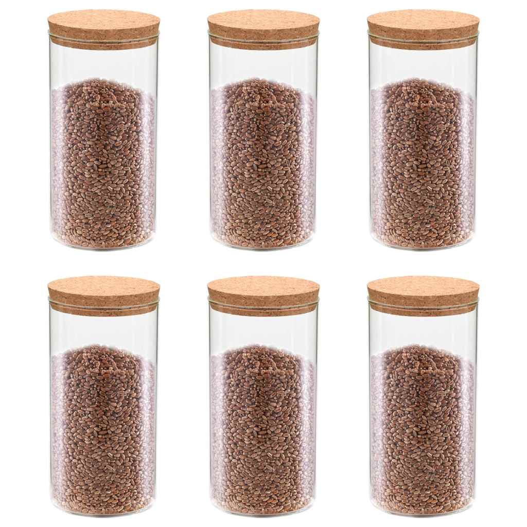Vidaxl -Aufbewahrungstöpfe mit Korkdeckel 6 ST 1100 ml Glas