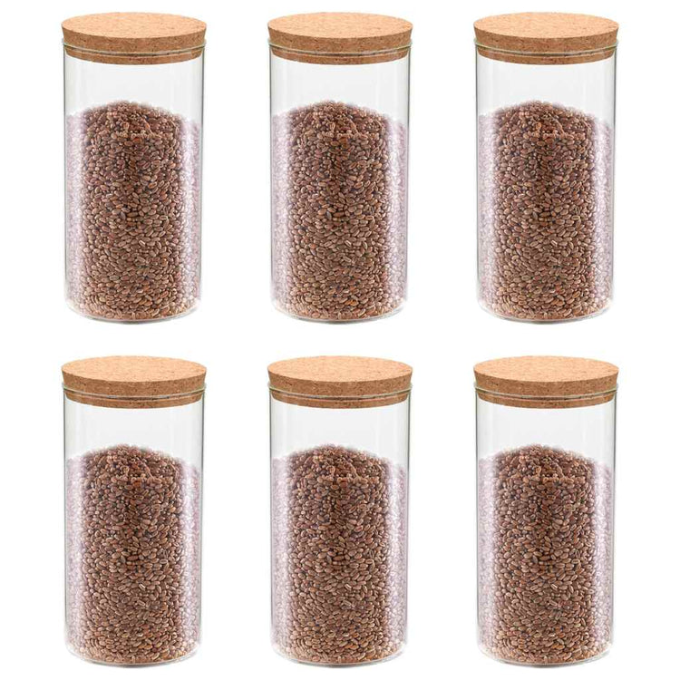 Vidaxl -Aufbewahrungstöpfe mit Korkdeckel 6 ST 1100 ml Glas