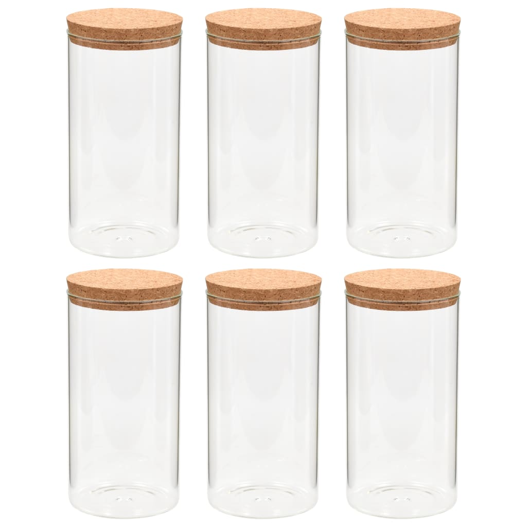 Vidaxl -Aufbewahrungstöpfe mit Korkdeckel 6 St 1400 ml Glas