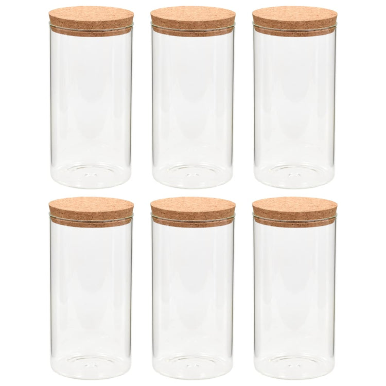 Vidaxl -Aufbewahrungstöpfe mit Korkdeckel 6 St 1400 ml Glas
