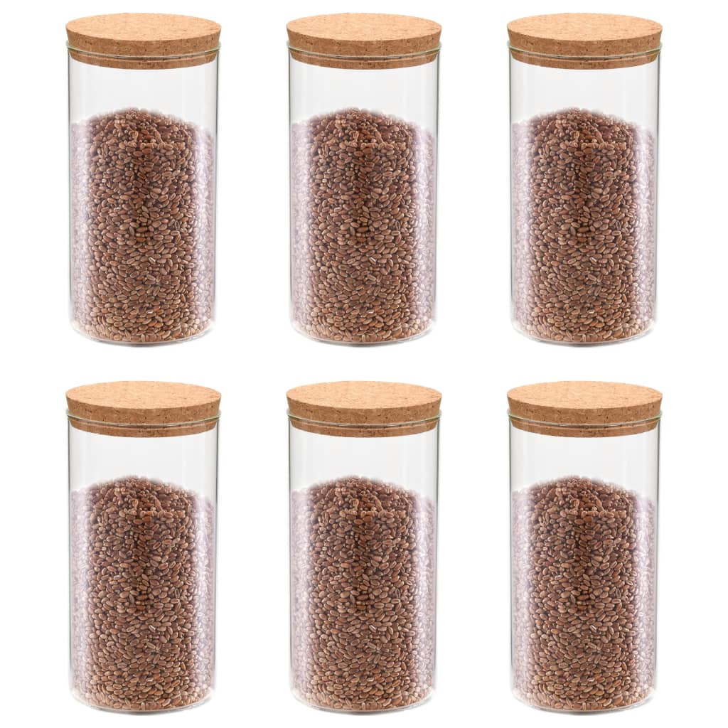 Vidaxl -Aufbewahrungstöpfe mit Korkdeckel 6 St 1400 ml Glas