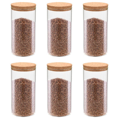 Vidaxl -Aufbewahrungstöpfe mit Korkdeckel 6 St 1400 ml Glas