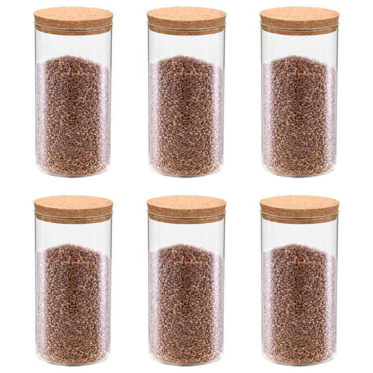 Vidaxl -Aufbewahrungstöpfe mit Korkdeckel 6 St 1400 ml Glas