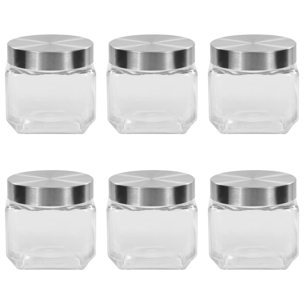 VIDAXL -Speichertöpfe mit silberfarbenem Deckel 6 ST 800 ml