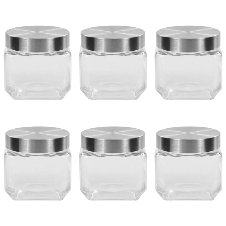 VIDAXL -Speichertöpfe mit silberfarbenem Deckel 6 ST 800 ml