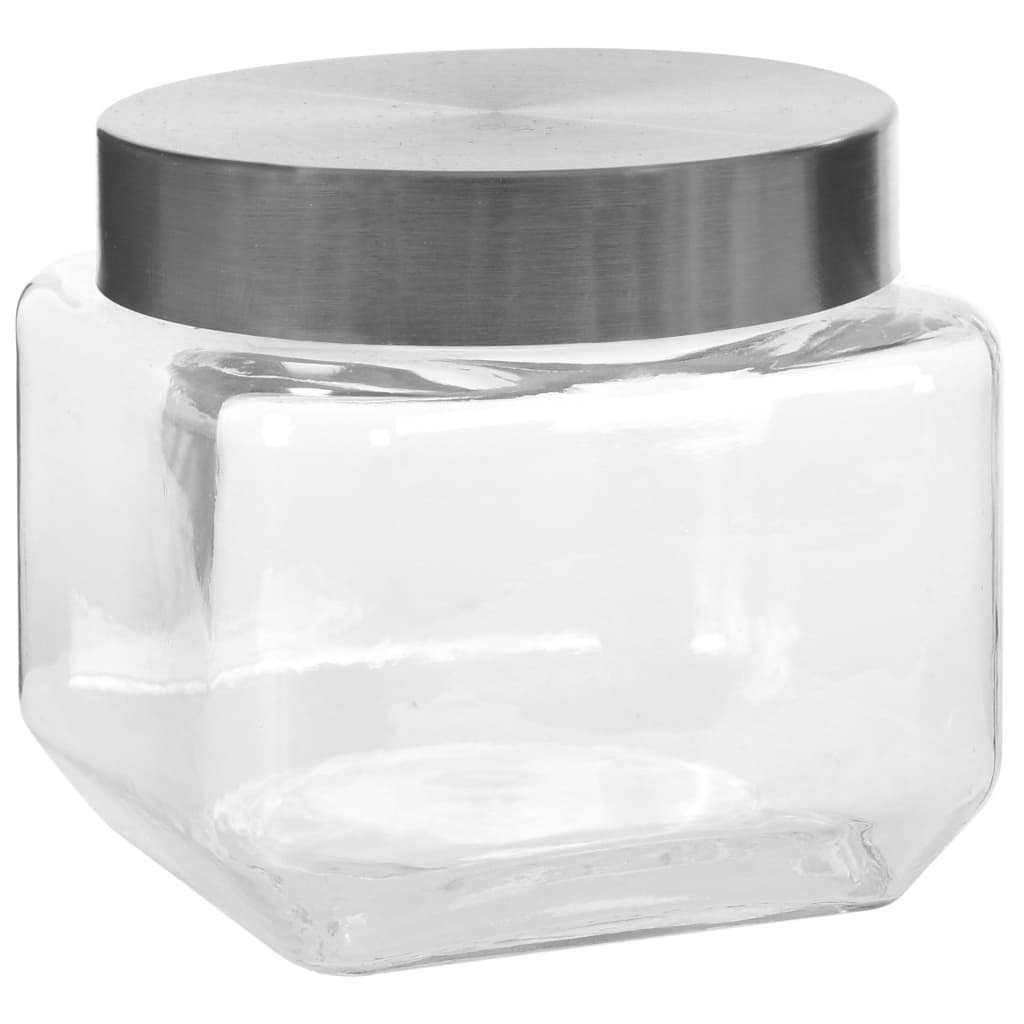 VIDAXL -Speichertöpfe mit silberfarbenem Deckel 6 ST 800 ml
