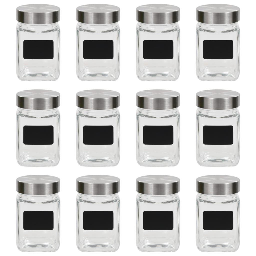 Vidaxl -Speichertöpfe mit Aufklebern 12 ST 300 ml