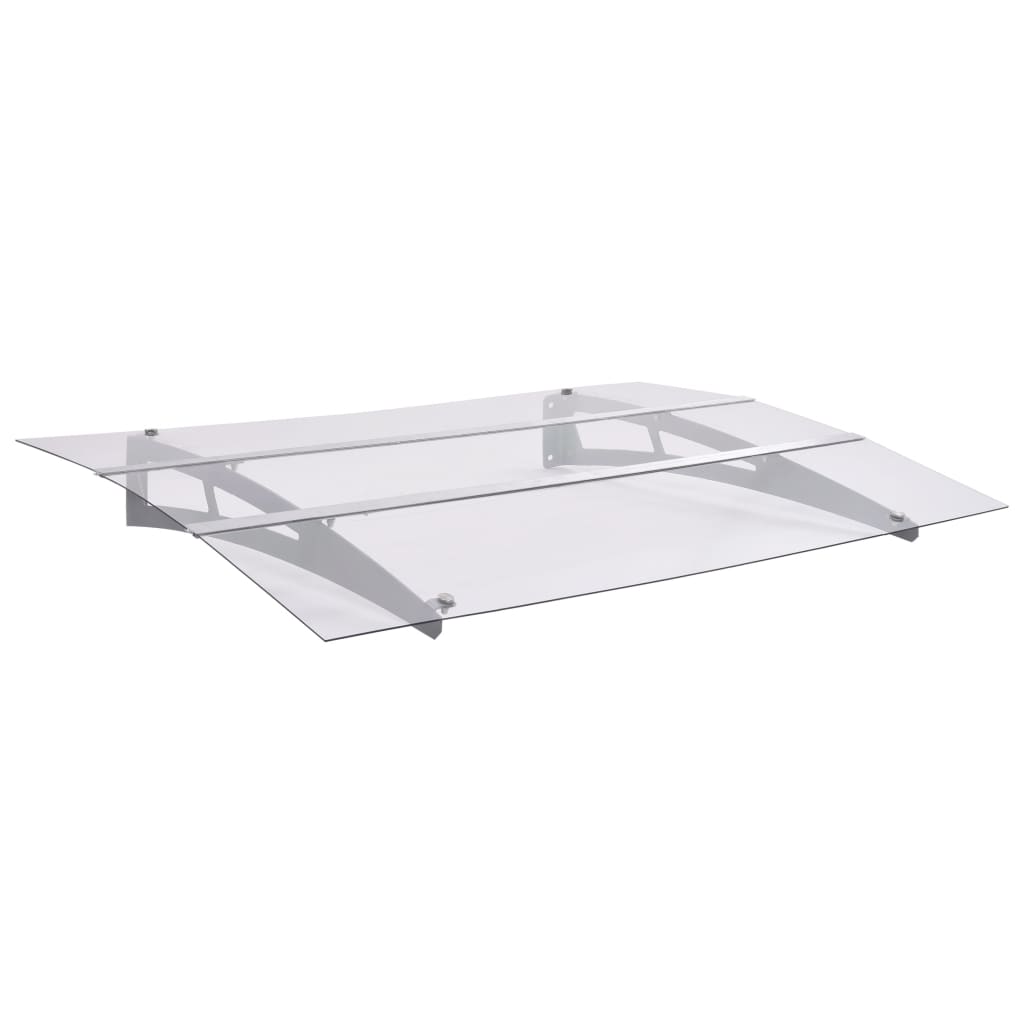 Vidaxl -Tür -Baldachin 120 x 90 cm Polycarbonat Silber und transparent