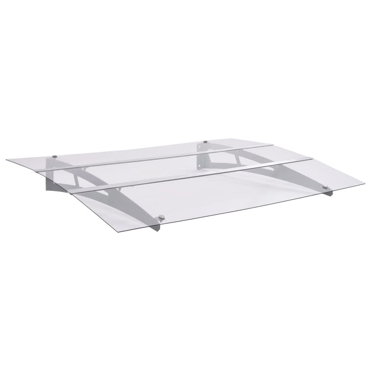 Vidaxl -Tür -Baldachin 120 x 90 cm Polycarbonat Silber und transparent