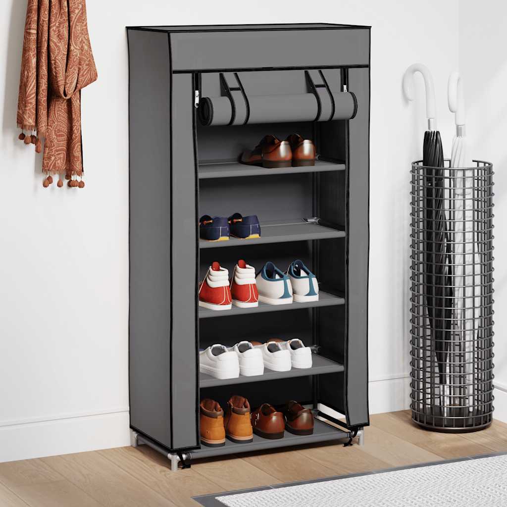 Vidaxl -Schuhschrank mit Abdeckung 58x28x106 cm Stoff grau