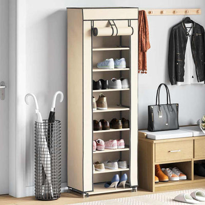 Vidaxl -Schuhschrank mit Abdeckung 57x29x162 cm Stoffcreme