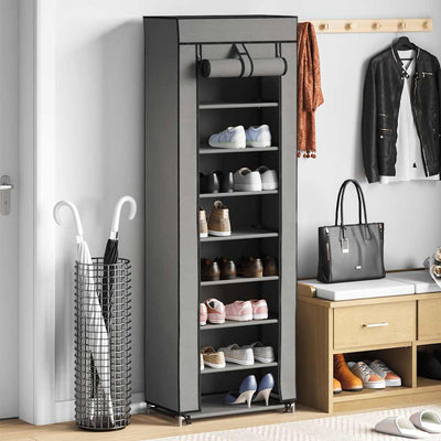 Vidaxl -Schuhschrank mit Abdeckung 57x29x162 cm Stoff grau